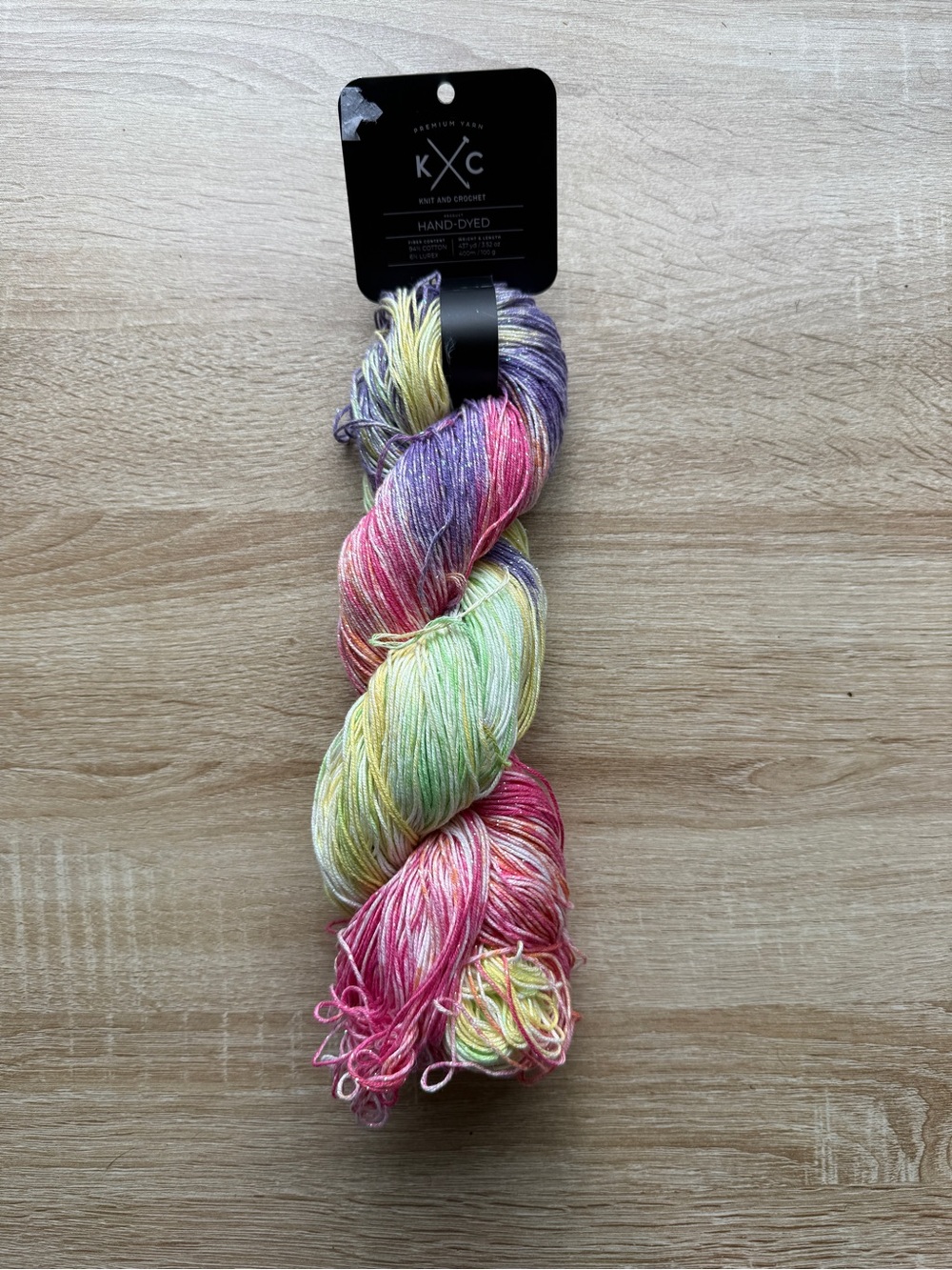 KC Premium Yarn Hand-Dyed Cotton Yarn Hank in Unicorn - superfine weight sparkle